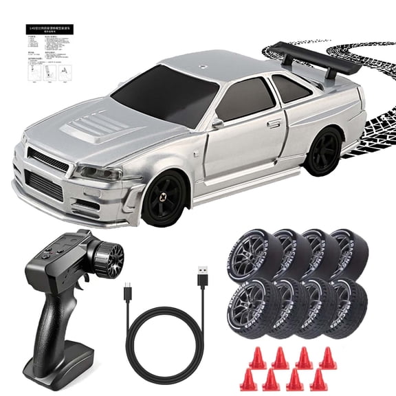 The Ministorm Drift Cars, 1:43 Mini RC Drift Car, Gyro Correction, Proportional Steering, 15KM/H, 2.4G Control, Rechargeable Fast Racing Car with Lights Kit for Adults and Collectors