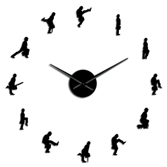 Ministry of Silly Walks Modern DIY Wall Clock British Comedy Popular Culture Wall Art Sticker Funny Man Frameless Large Watch(Black,27inch)