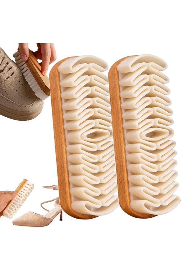Minivana Suede Brush and Eraser, 2-in-1 Suede Shoe Care Kit with Natural Rubber Bristles & Beech Wood Handle - for Dust Removal, Stain Cleaning on Nubuck, Leather, Sneakers & Boots (2pcs)