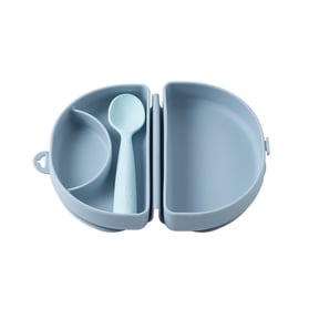 Miniware Fold and Scoop Travel Plate and Spoon, Aquamarine + Aqua Silicone, 2-Piece set