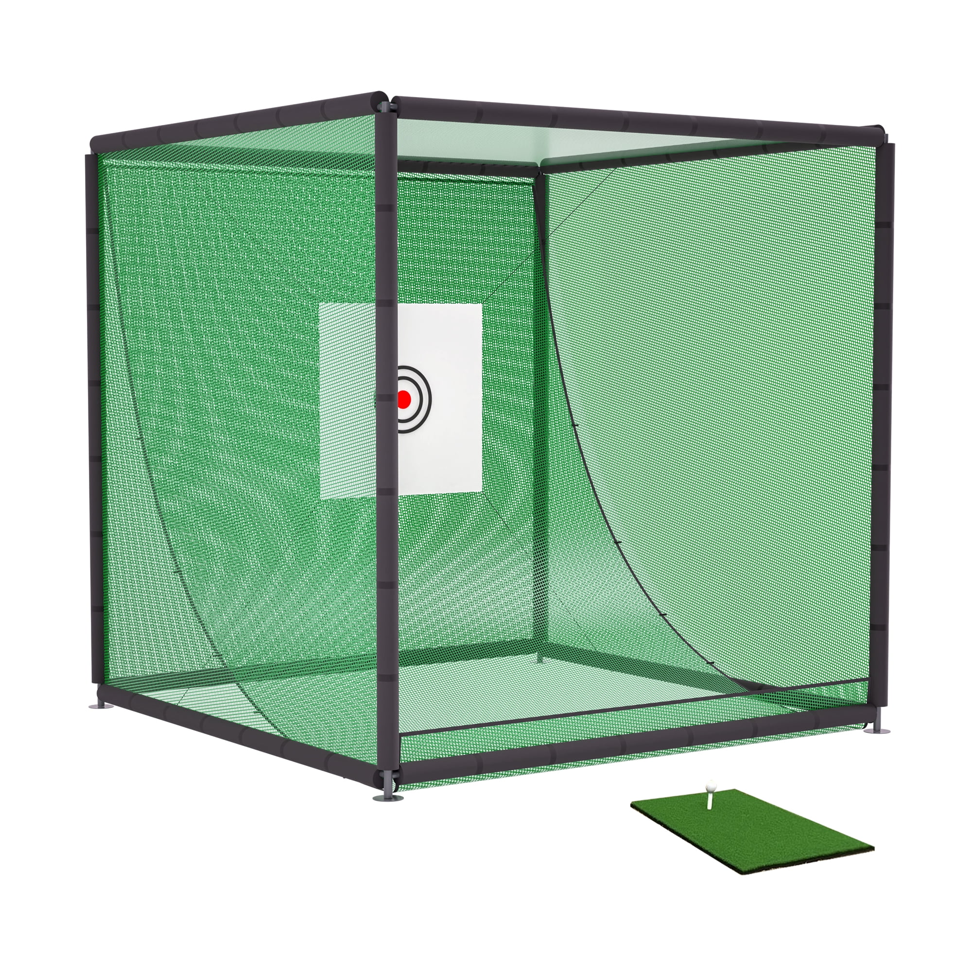 Miniyam 10 x 10 x 10 ft Golf Practice Net Cage – Heavy-Duty Metal Frame Hitting Net Kit, for Backyard, Indoor Training & Golf Simulator Setup