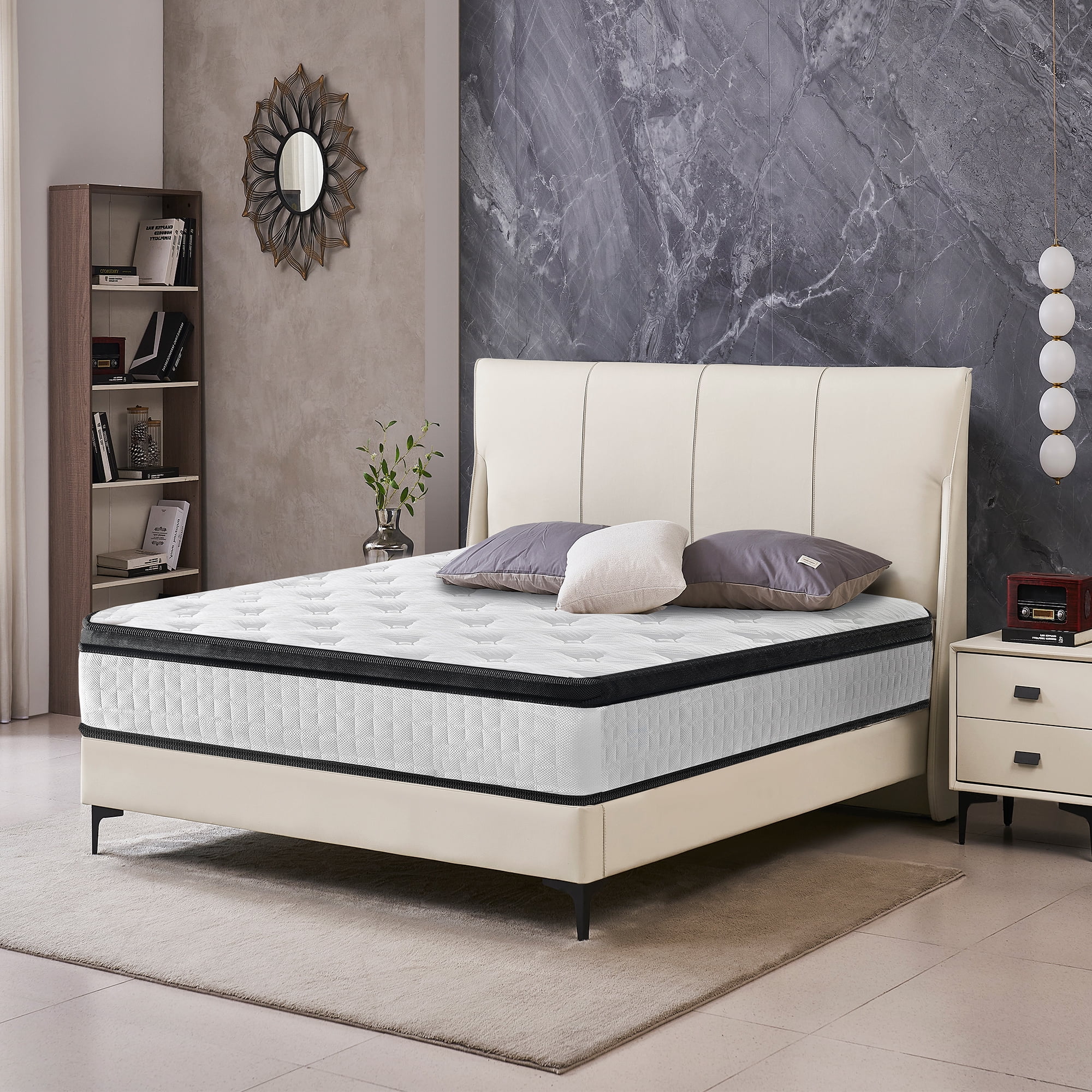 Miniyam Mattress for Adults, 12" Medium Plush Memory Foam with Pocket Springs, Twin-XL