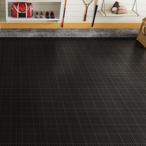 Miniyam 12 PcsInterlocking Deck Tiles, 12*12 inch, Plastic, Weight Capacity Up to 6613 LBS, Black