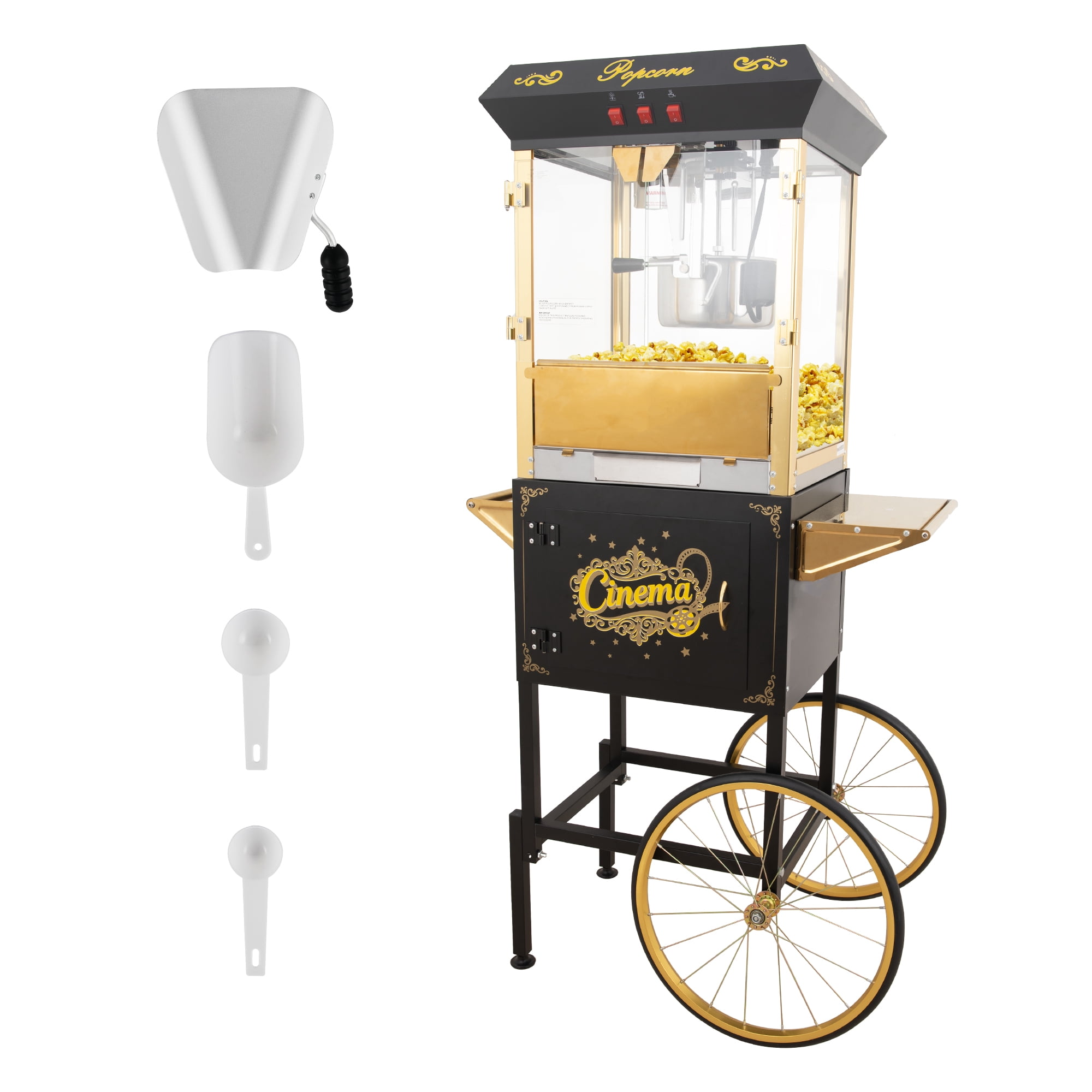 Popcorn Storage Machine Miniyam 16 oz Commercial Popcorn Machine with Cart, High-Power 850W ...