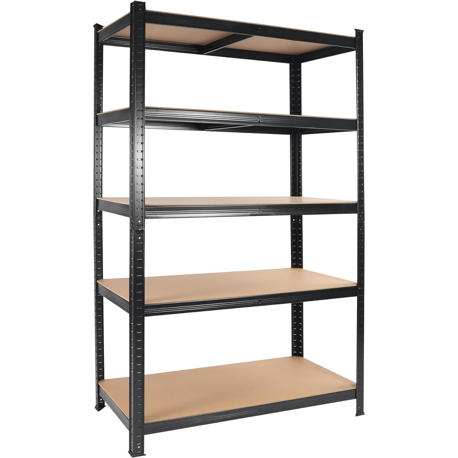 Miniyam 2000LBS Capacity 5 Tier Laminated Metal Shelving Unit, Adjustable Storage Rack, Black