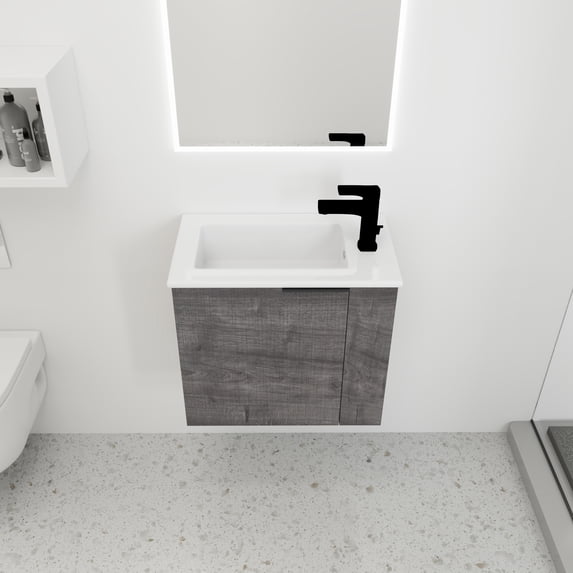 Miniyam 22" Bathroom Vanity Sink Combo for Small Space, Wall Mounted Cabinet Set, Gray