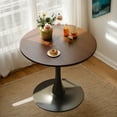 thumbnail image 1 of Miniyam 23.6" Round Dining Table, Small Wood Breakfast Table for Apartment, Kitchen or Studio, Modern Compact Dining Table for 2, Walnut, 1 of 7