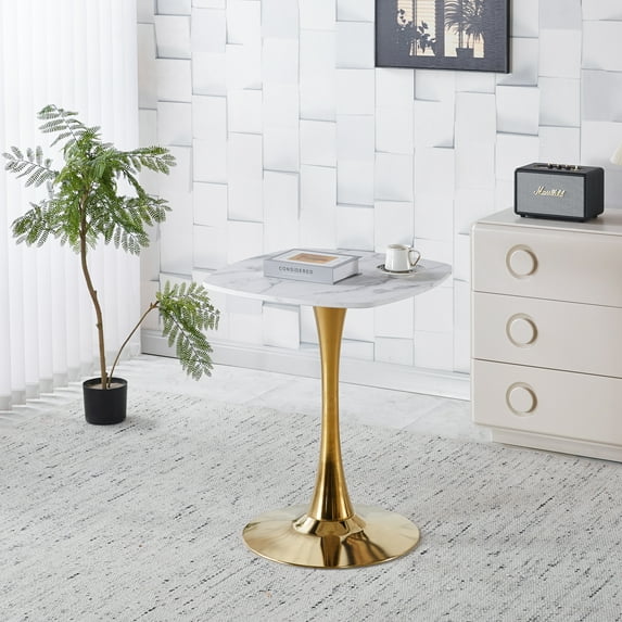 Miniyam 23.6" Square Dining Table, Small Wood Breakfast Table for Apartment, Kitchen or Studio, Modern Compact Dining Table for 2, White