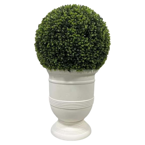 Miniyam 24" Ball Topiary in White Pot, Artificial Plant for Indoor and Outdoor