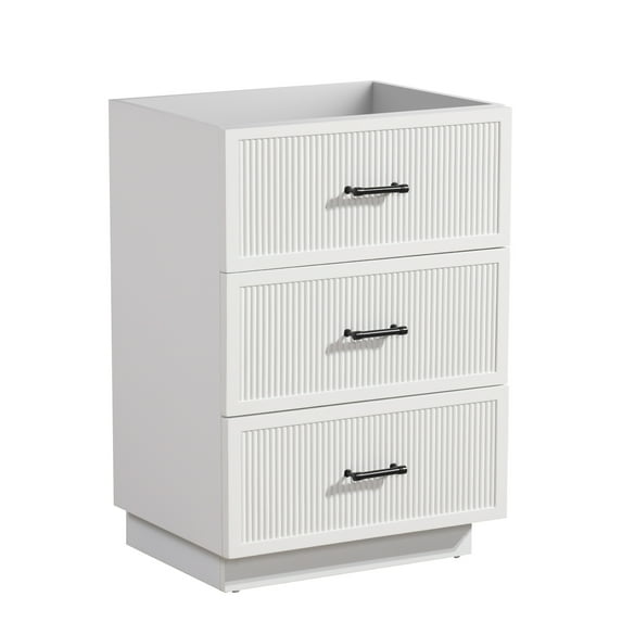 Miniyam 24" Floating Bathroom Vanity Base with Soft-Closing Drawers, Stylish Stripe Finish, White