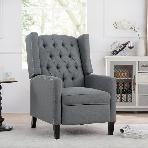 Miniyam 27" Wide Manual Wing Chair Recliner, Gray