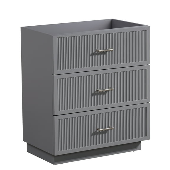 Miniyam 30" Floating Bathroom Vanity Base with Soft-Closing Drawers, Stylish Stripe Finish, Gray