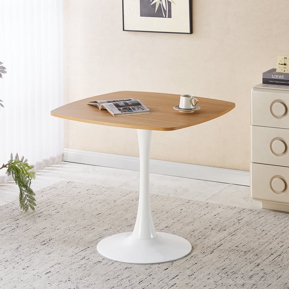 Miniyam 31.5" Modern Square Dining Table with MDF Top and Metal Base, Space-Saving Design for Small Spaces, Oak