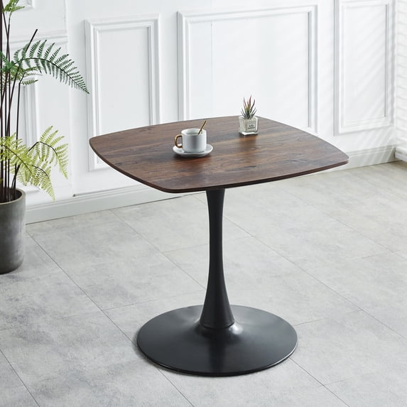 Miniyam 31.5" Modern Square Dining Table with MDF Top and Metal Base, Space-Saving Design for Small Spaces, Walnut
