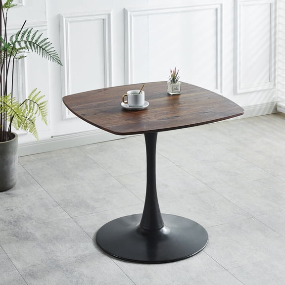 Miniyam 31.5" Modern Square Dining Table with MDF Top and Metal Base, Space-Saving Design for Small Spaces, Walnut