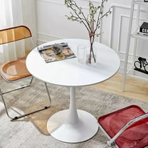 Miniyam 31.5" Round Dining Table for 2-4, Small Modern Kitchen Table with White Pedestal Base