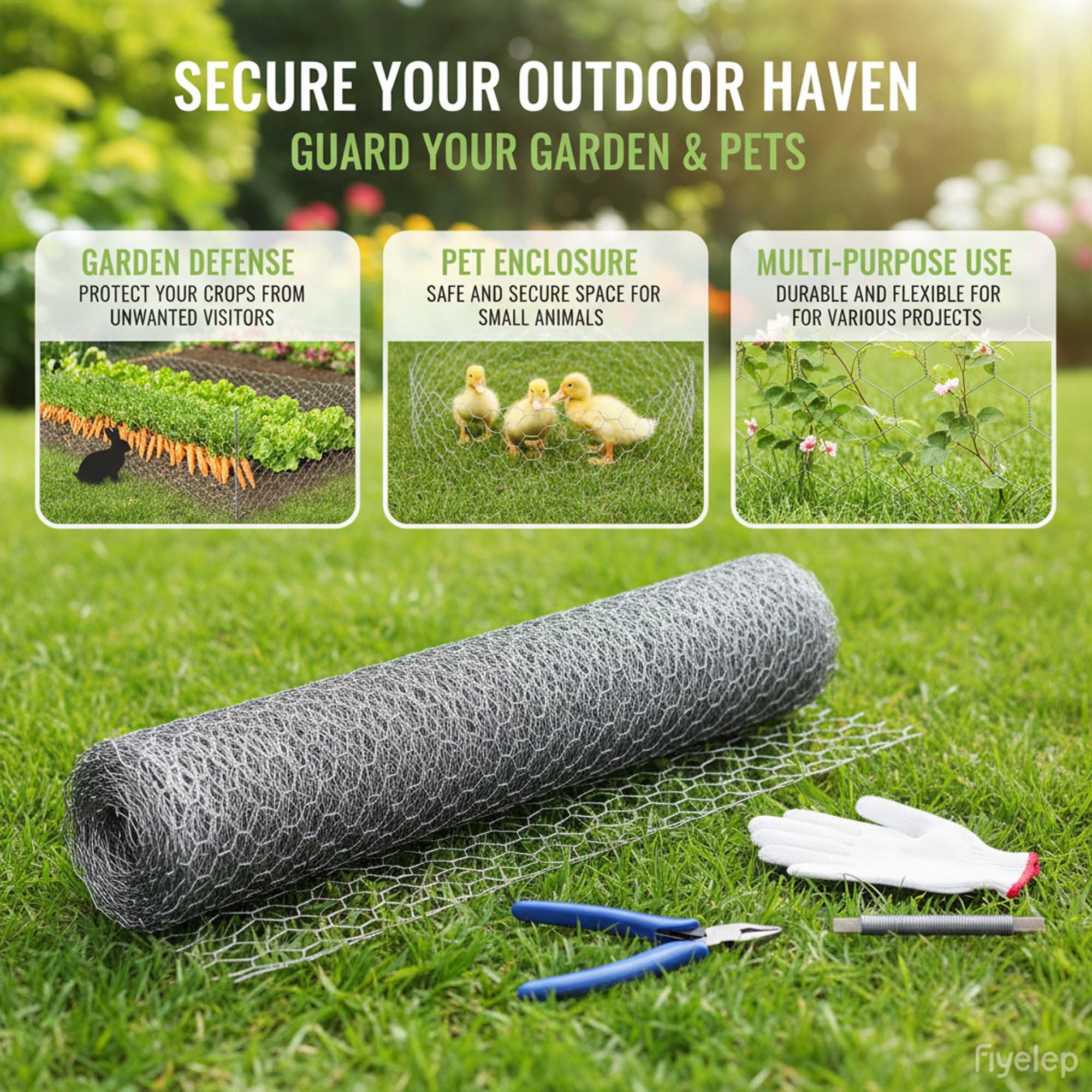 Miniyam 33.5 in x 99 ft Silver Galvanized Metal Hexagonal Mesh, Rust-Resistant Garden Net, Suitable for Floral Arrangements, Chicken Wire, Handicrafts, Plant Protection, and Rabbit Cages