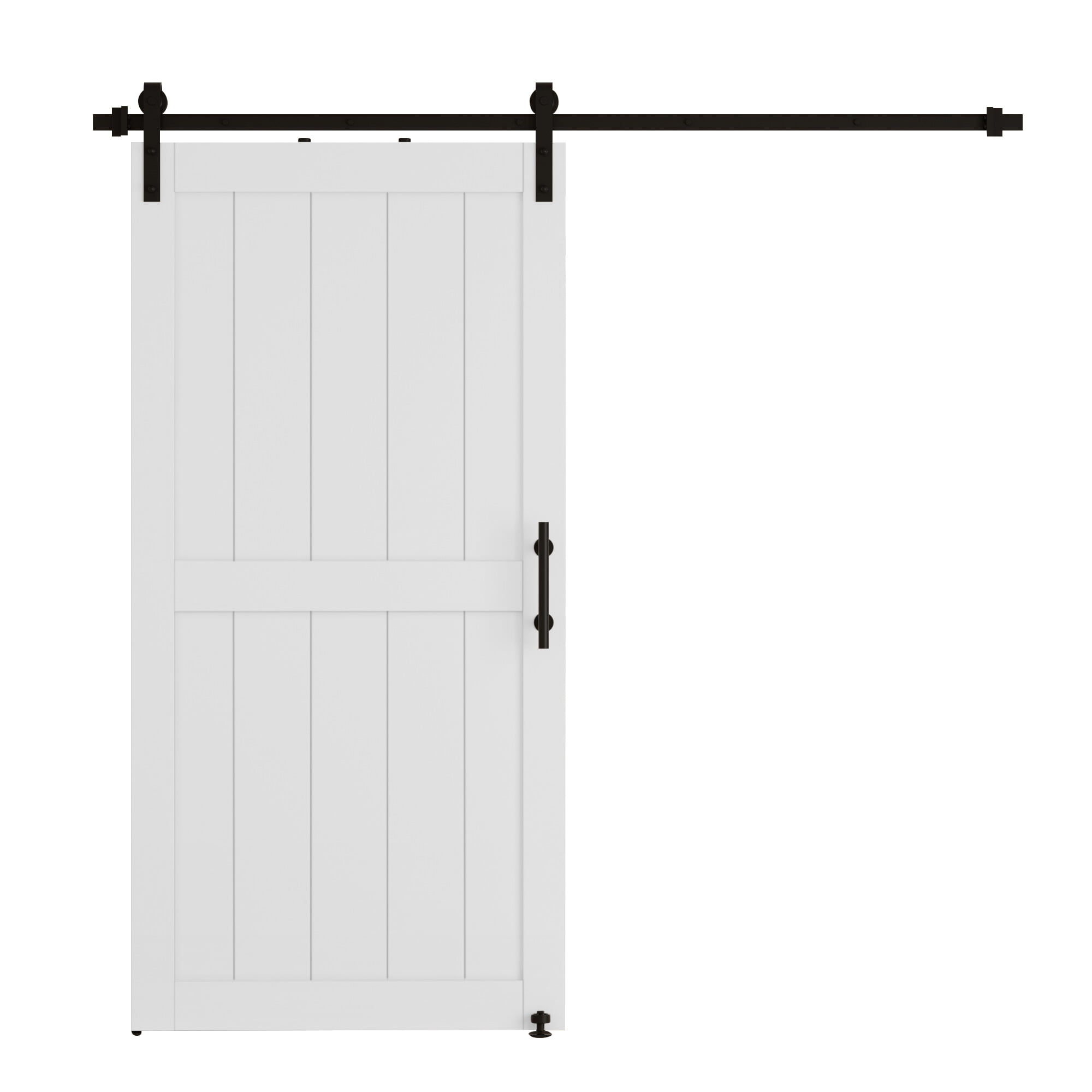 Miniyam 34 in. x 84 in MDF White H-Shaped Barn Door with Hardware