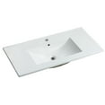 thumbnail image 1 of Miniyam 36" Ceramic Sink with Overflow, Drop in Bathroom Vessel Sink, White, 1 of 6