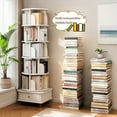 thumbnail image 1 of Miniyam 360° Rotating Bookshelf with Storage Drawer & Universal Wheels – Space-Saving Organizer, White, 1 of 7