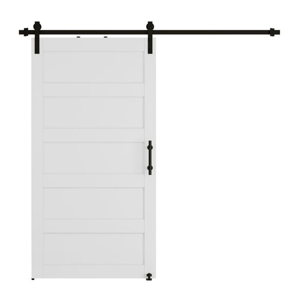 Miniyam 36x84 Inch White Sliding Barn Door Slab with Water-Proof Scratch-Proof PVC Surface, Simple DIY Assembly