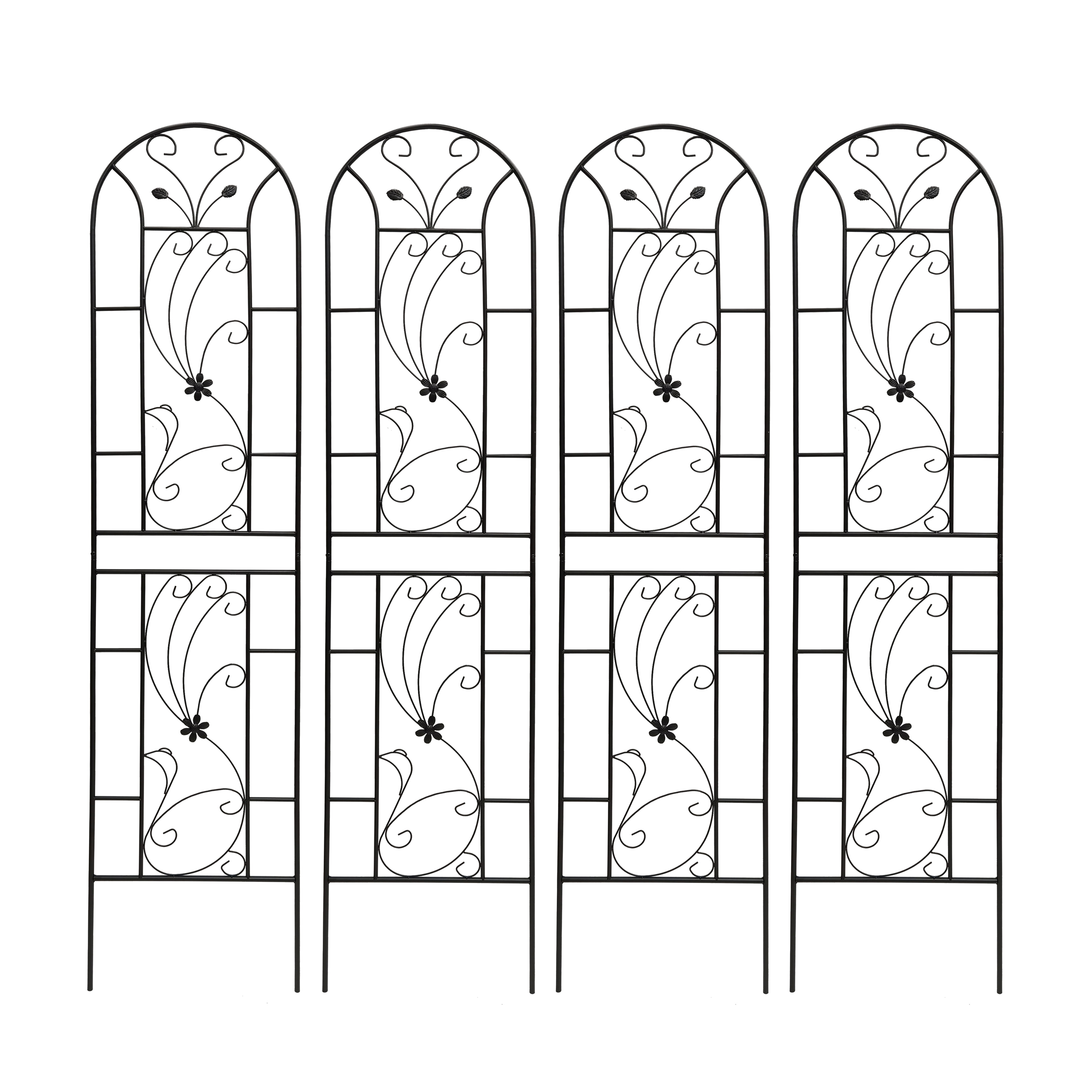 Miniyam 4 Pack 86.7"H Metal Garden Trellis for Climbing Plants, Rust-Resistant Outdoor Plant Support