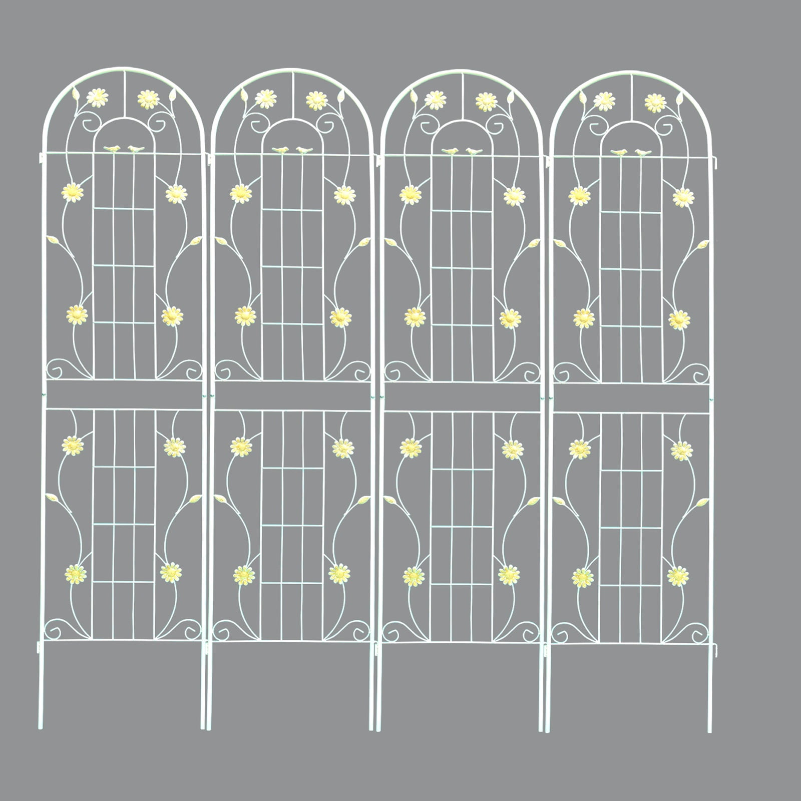 Miniyam 4 Pack 86.7x19.7in Arch Garden Trellis with White Metal Coating – Perfect for Supporting Climbing Plants Outdoor(Flower White)