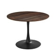 thumbnail image 1 of Miniyam 42" Round Pedestal Dining Table for 4-6, Small Kitchen Table with Wood Top, Walnut, 1 of 8
