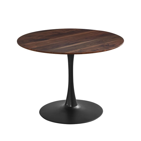 Miniyam 42" Round Pedestal Dining Table for 4-6, Small Kitchen Table with Wood Top, Walnut