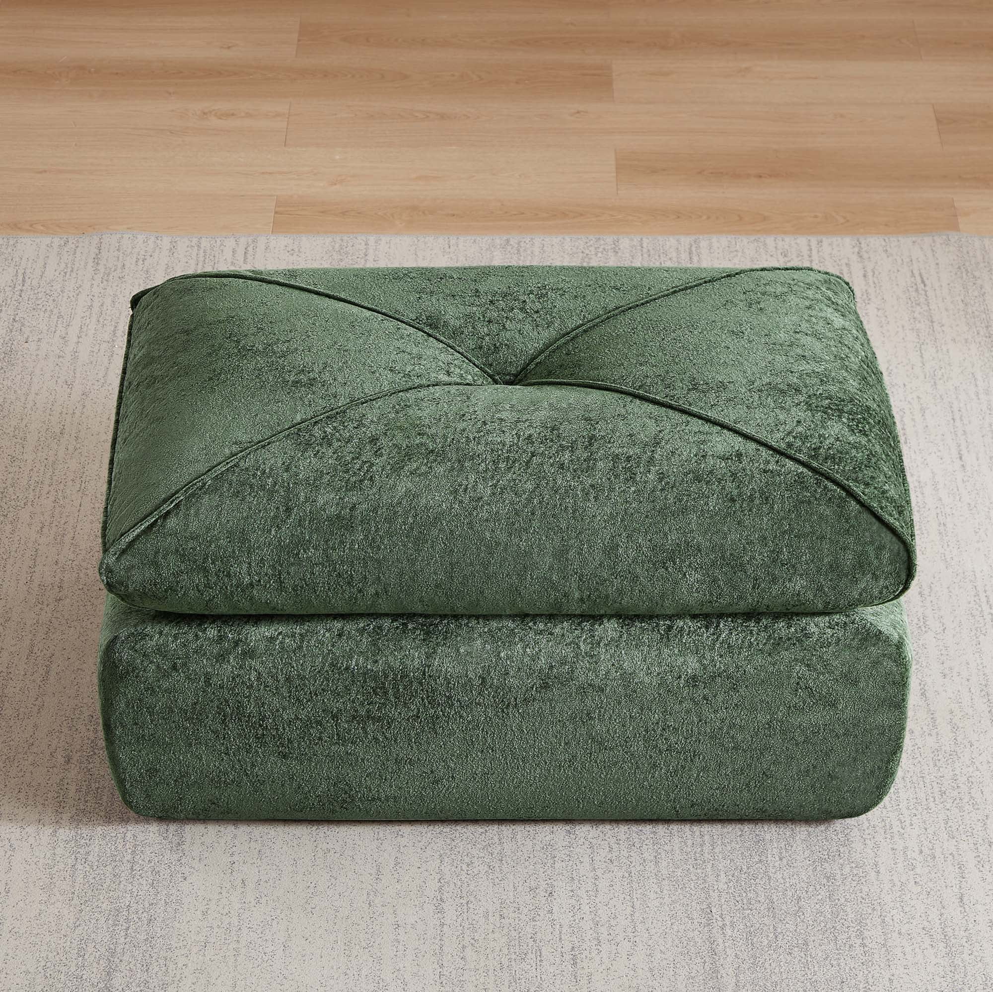Miniyam 43" x 31" Green Multi-Functional Ottoman | The Ultimate Flexible Piece to Complete Your L/U-Shape Sofa Configuration