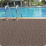 Miniyam 44 Pcs 12"x12" Interlocking Deck Tiles, Rubber Flooring, Patio Decking, Poolside, Dark Gray+New Stone Texture