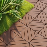 Miniyam 44 Pcs Interlocking Deck Tiles, 12" x 12", Polypropylene, for Outdoor Balcony Garden Brown