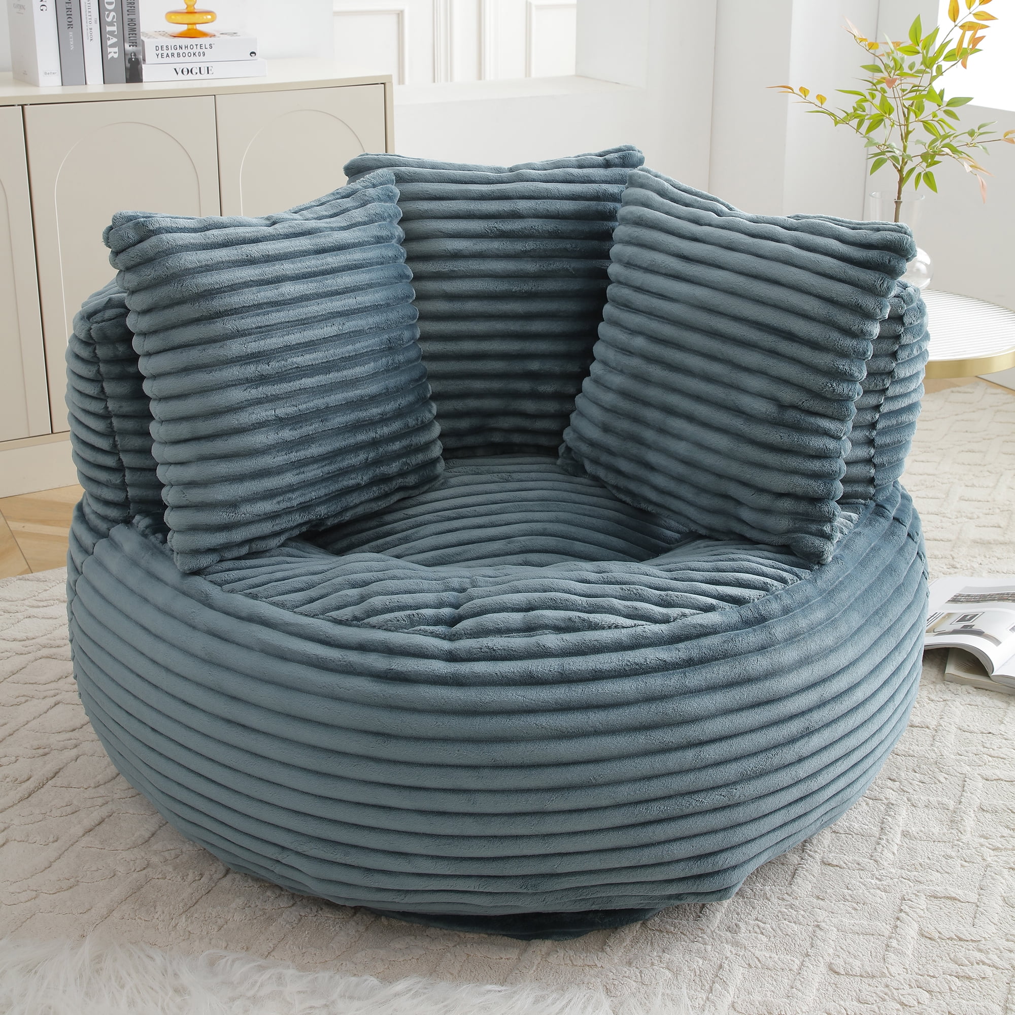 Miniyam 45"x40"x24" Large Bean Bag Couch, High-Density Support Foam, Ergonomic Design (Turquoise)