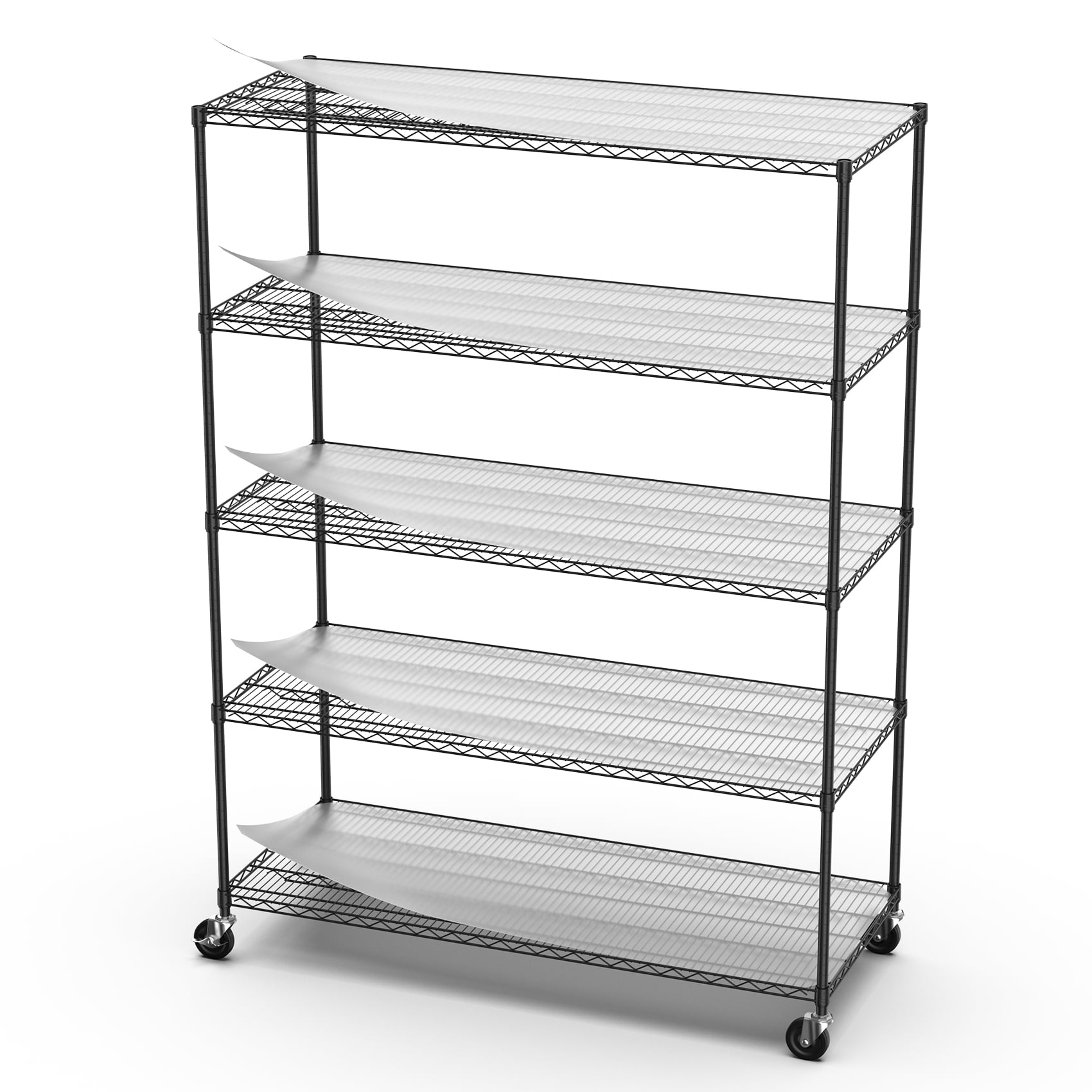 Miniyam 5 Tier 7500lbs Capacity Heavy Duty Adjustable Storage Rack, NSF Metal Shelf Wire Shelving Unit for Commercial Grade Utility Steel Storage Rack, Black