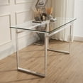 thumbnail image 1 of Miniyam 51" Modern Rectangular Glass Dining Table with Tempered Glass Top and Metal Frame, 4-6 Person Kitchen Dining Room Table, Silver, 1 of 7