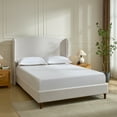 thumbnail image 1 of Miniyam 54" High Queen Size Upholstered Bed with Wingback Headboard for Adult, Ivory White, 1 of 7
