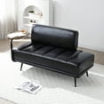 thumbnail image 1 of Miniyam 55" PU Leather Upholstered End of Bed Bench With 360-degree Swivel Side Table,Black, 1 of 9