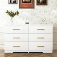 thumbnail image 1 of Miniyam 6-Drawer Dresser with Deep Drawers & Golden Handles for Adult Bedroom, White, 1 of 7