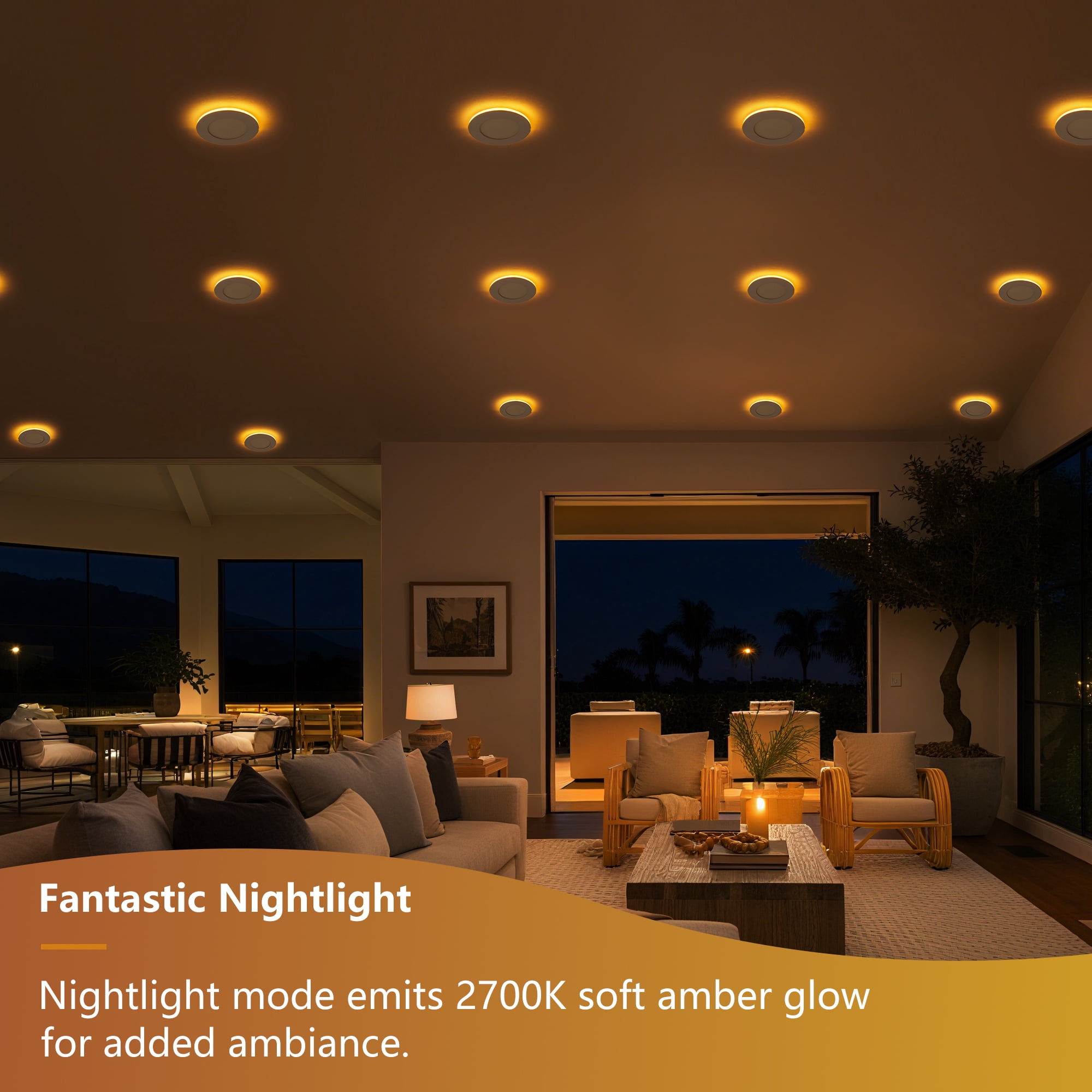 Miniyam 6 Pack 4" White LED Recessed Light with Night Light, Dimmable, 2000K-5000K 6CCT, 800LM 9W, Ultra-Thin Canless for Bedroom/Living Room/Kitchen