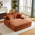 thumbnail image 1 of Miniyam 64in Compressed 2-in-1 Upholstered Chaise Sleeper Compressed Sofa Bed No Assembly Required, Orange, 1 of 16