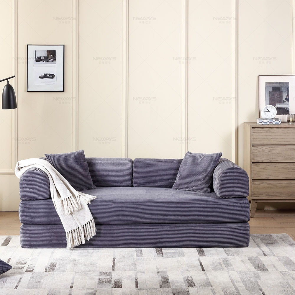 Miniyam 78 W x 35.4 L x 26.7 H Convertible Sleeper Sofa 2 in 1 Sleeper Sofa Couch Bed with Fixed-Shape Frame 3 Seat Folding Sofa Bed, Gray