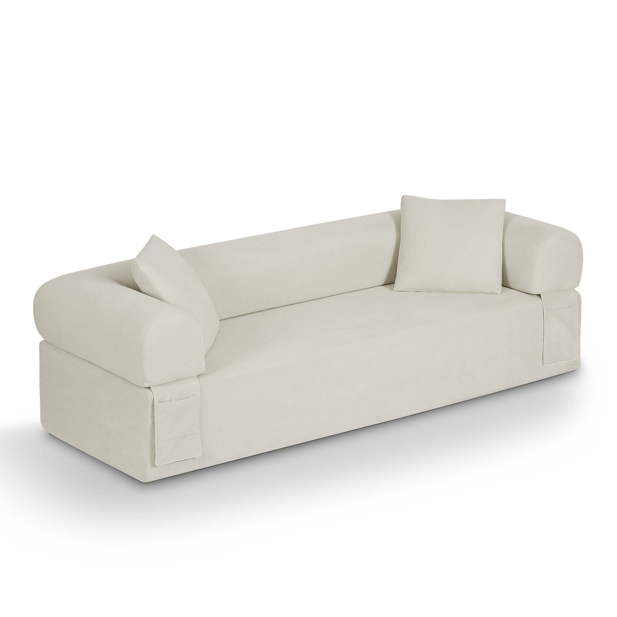Miniyam 83" W 3 Seater Sofa Boneless Couches, No Assembly Needed, Modern Corduroy Sofa for Compact Living Rooms, Apartments, and Offices(Beige)