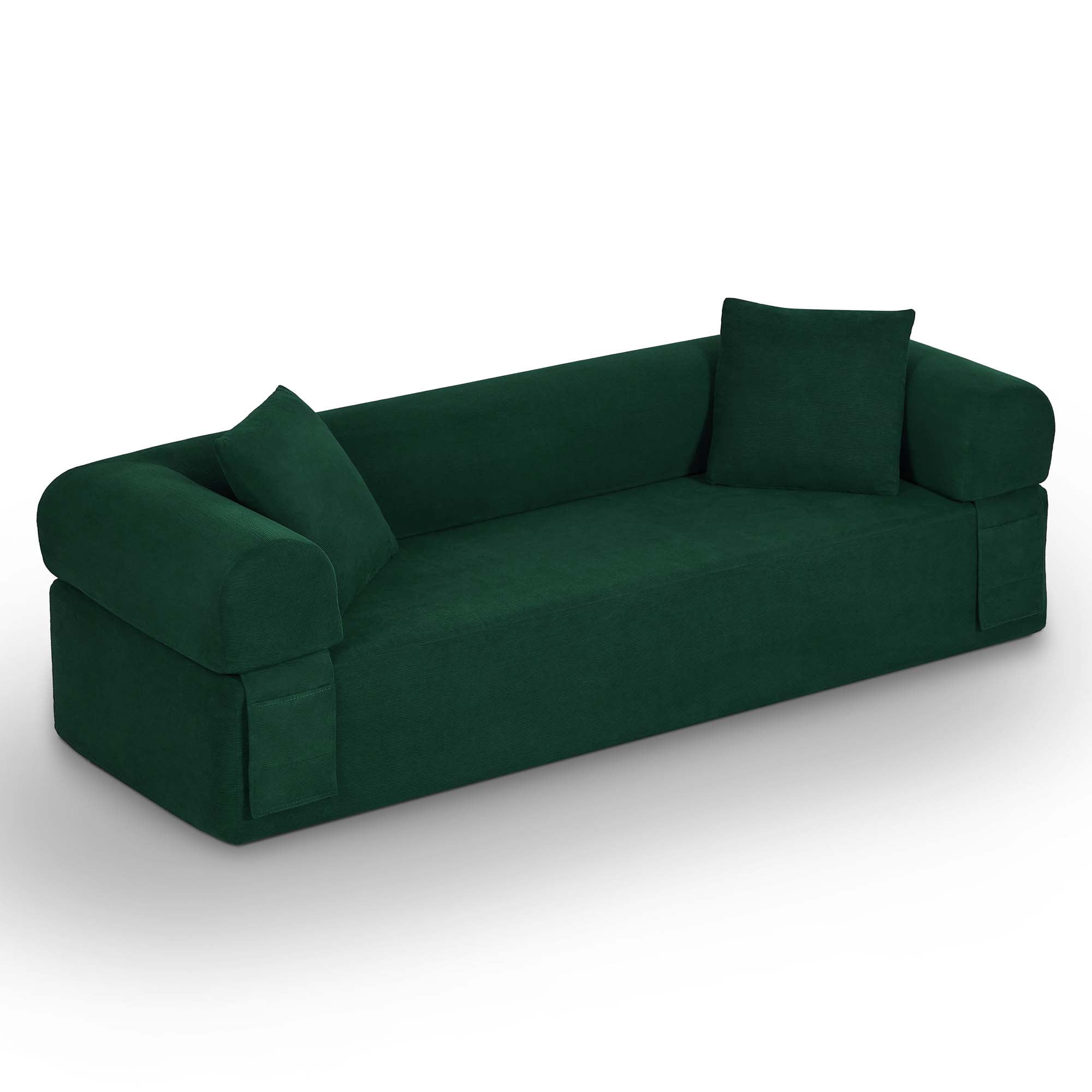 Miniyam 83" W 3 Seater Sofa Boneless Couches, No Assembly Needed, Modern Corduroy Sofa for Compact Living Rooms, Apartments, and Offices(Green)