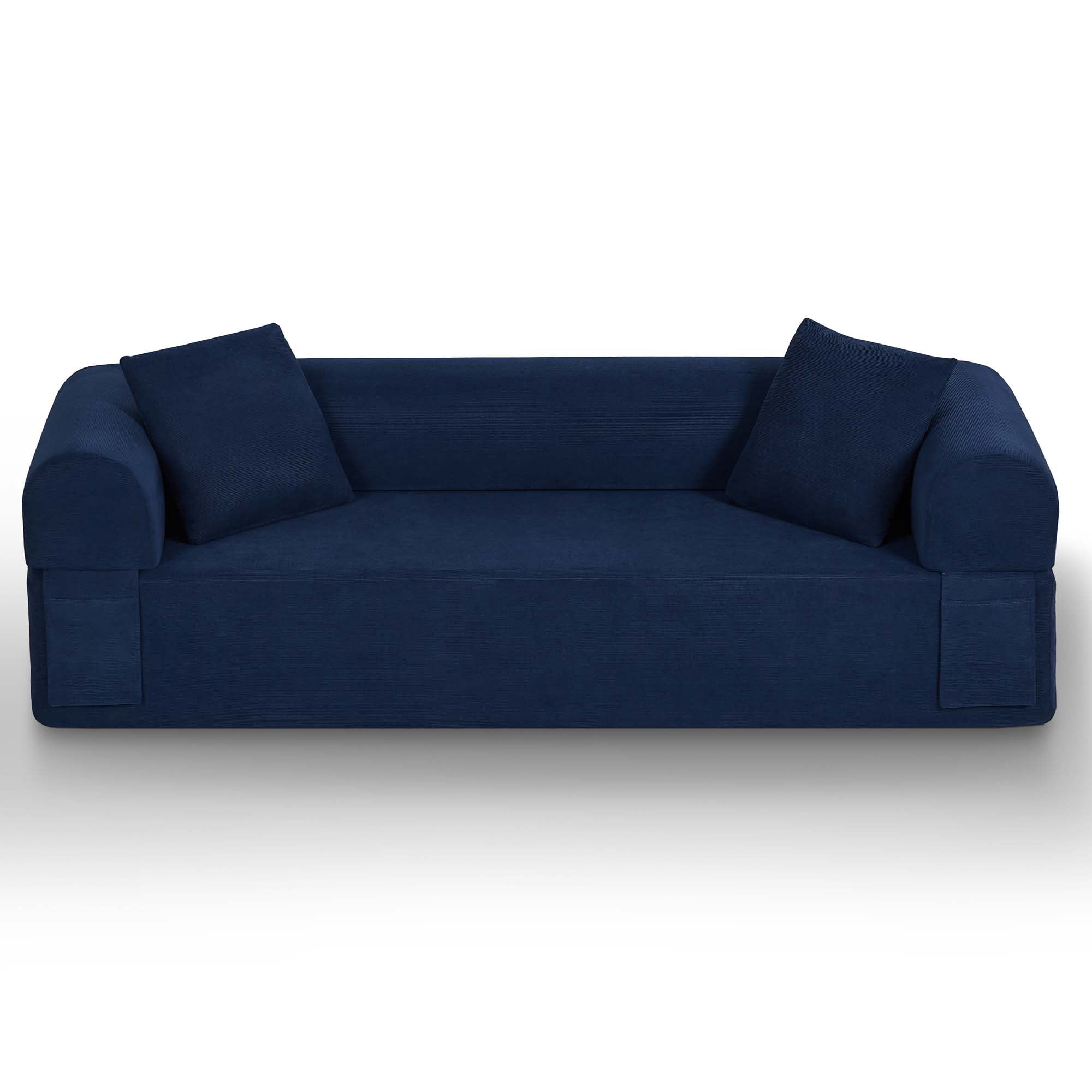 Miniyam 83" W 3 Seater Sofa Combination Couches, No Assembly Needed, Modern Floor Couch for Compact Living Rooms, Apartments, and Offices(Blue)