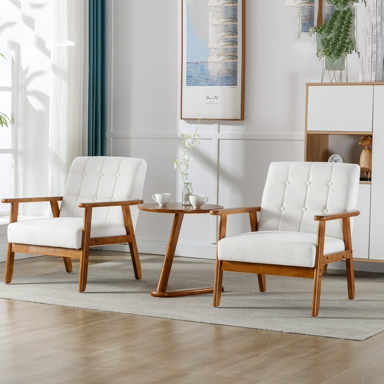 Miniyam Accent Chair with Side Table, Tufted Fabric Side Chair