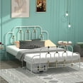 thumbnail image 1 of Miniyam Classic Metal Platform Bed Frame with classic Style Iron-Art Headboard, Under Bed Storage, No Box Spring Needed, Full Size, White, 1 of 8
