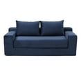 thumbnail image 1 of Miniyam Cloud Loveseat Sofa, 2 in 1 Convertible Folding Couch Bed, No Assembly Compressed Corduroy Floor Lounge Sofa for Apartment Office, Blue, 1 of 10