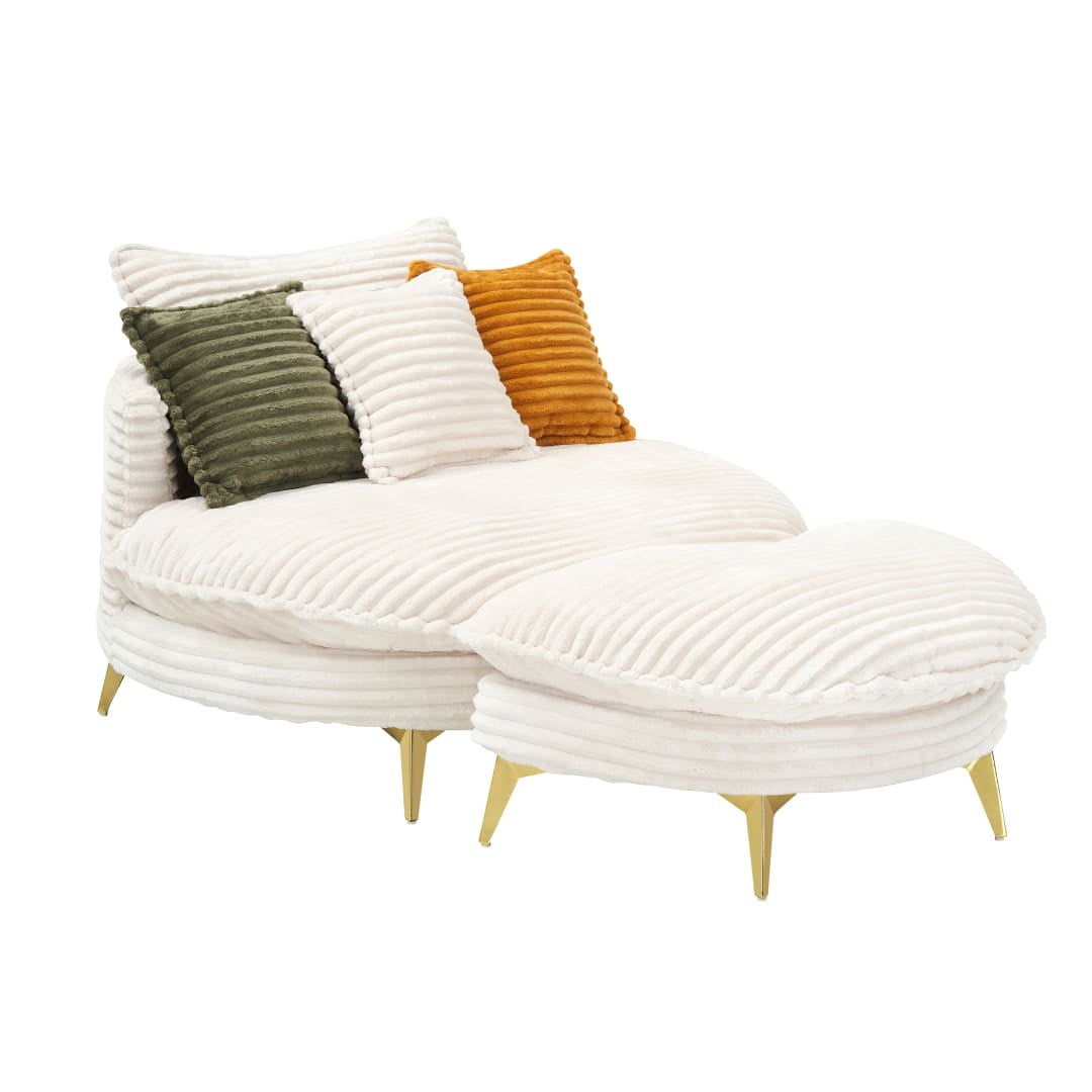 Miniyam Corduroy Sofa Fabric with 3 Pillows & 2 Seats for Apartment Office, Beige