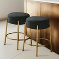 thumbnail image 1 of Miniyam Counter Height Bar Stools Set of 2,Boucle Kitchen Stools Upholstered Dining Chair Stools 24 Inch Height,Black+Gold, 1 of 7