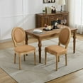 thumbnail image 1 of Miniyam Dining Chair Set of 2, French Style Antique Painting Linen Fabric Back, Tan, 1 of 8